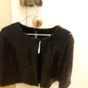 Adrianna Papell Black Sequin Capelet